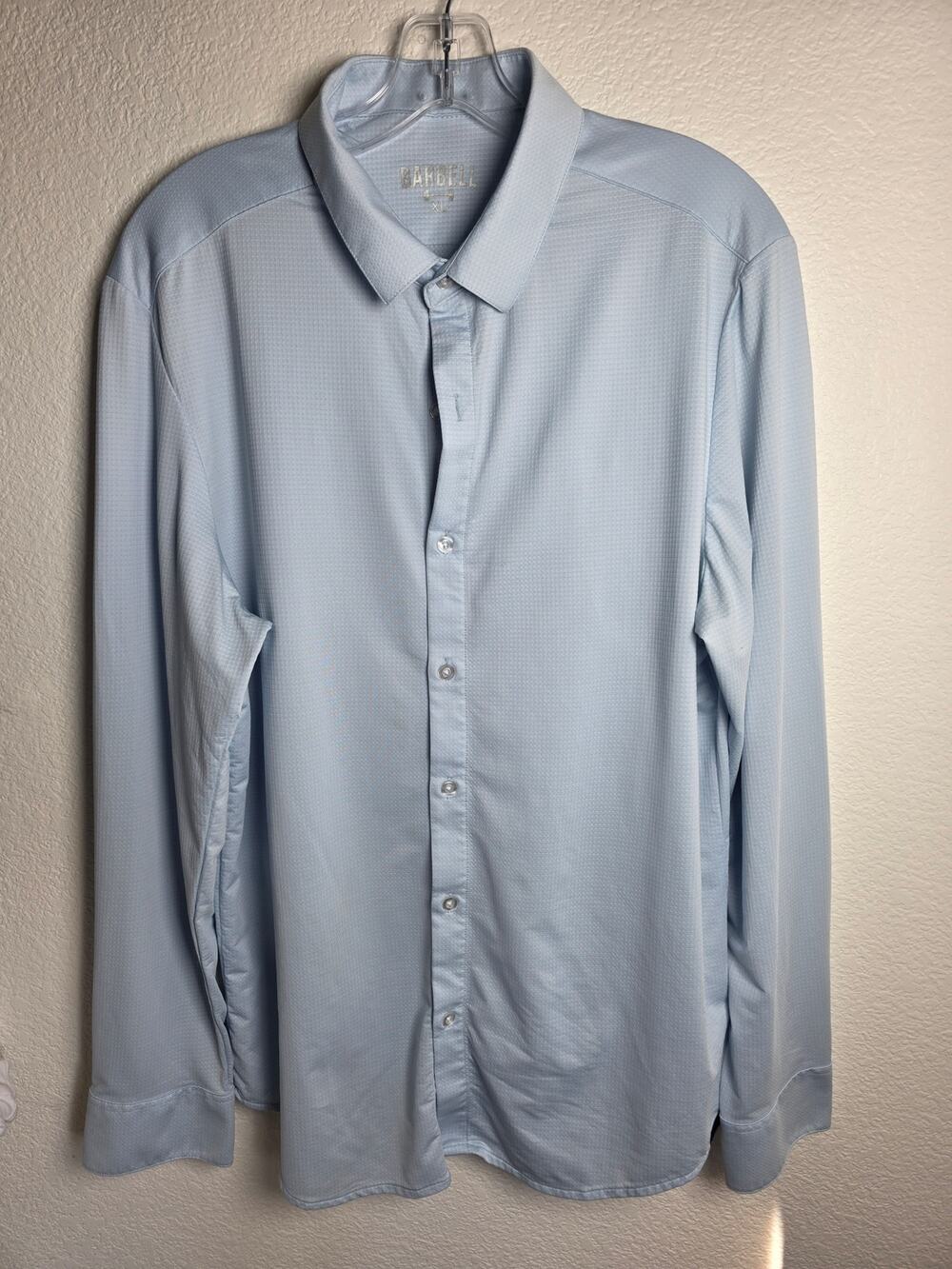 Barbell Apparel Men's XL Performance Stretch Long Sleeve Button Down Shirt Blue